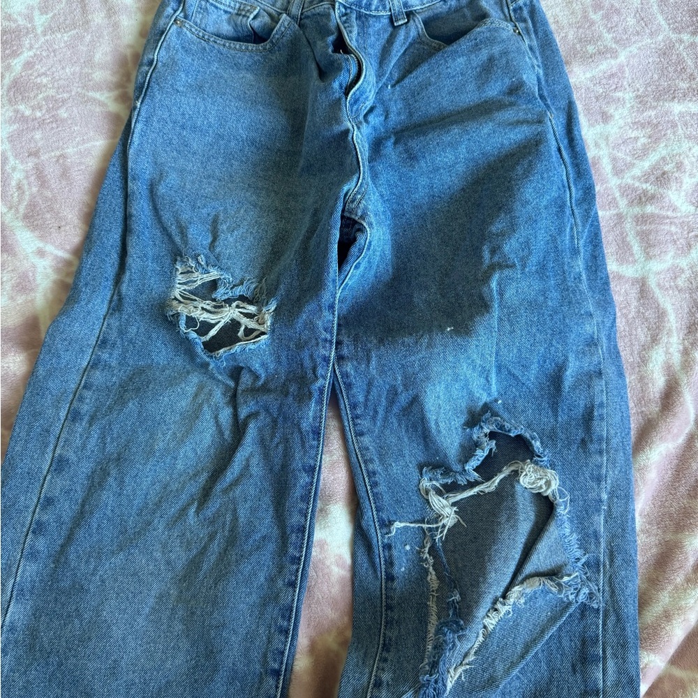 Distressed Blue Jeans